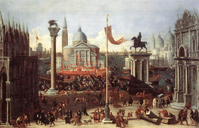 HEINTZ, Joseph the Younger Imaginary Scene with Venetian Buildings sg Sweden oil painting art